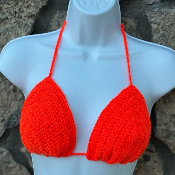 Vibrant Orange Crochet Bikini Set - Picture 5 of 12